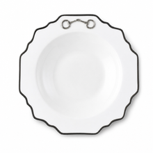 Pewter Bit Bone China Scallop Soup Plate Platinum Rim