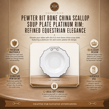 Pewter Bit Bone China Scallop Soup Plate Platinum Rim