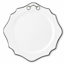 Pewter Bit Bone China Scallop Charger Plate Platinum Rim