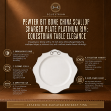 Pewter Bit Bone China Scallop Charger Plate Platinum Rim