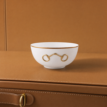 Gold Bit Bone China Round Cereal Bowl Gold Rim