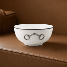Pewter Bit Bone China Round Cereal Bowl Platinum Rim