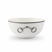 Pewter Bit Bone China Round Cereal Bowl Platinum Rim