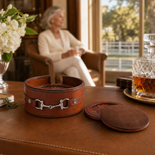 Premium Genuine Leather Coaster Set Bit - Set of 6