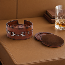 Premium Genuine Leather Coaster Set Bit - Set of 6