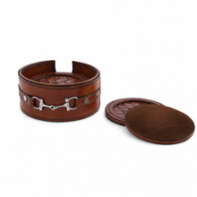 Premium Genuine Leather Coaster Set Bit - Set of 6