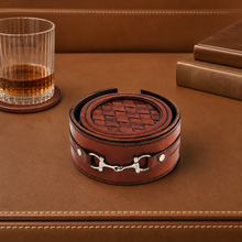 Premium Genuine Leather Coaster Set Bit - Set of 6