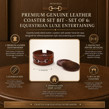 Premium Genuine Leather Coaster Set Bit - Set of 6