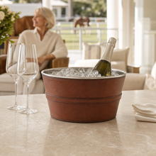 Premium Genuine Leather Bit Ice Tub – Sophisticated Beverage Cooler