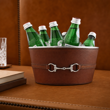 Premium Genuine Leather Bit Ice Tub – Sophisticated Beverage Cooler