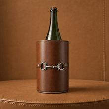 Premium Genuine Leather Bit Wine Bottle Chiller  - Stainless Lined