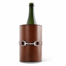 Premium Genuine Leather Bit Wine Bottle Chiller  - Stainless Lined