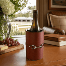 Premium Genuine Leather Bit Wine Bottle Chiller  - Stainless Lined