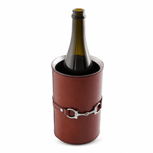Premium Genuine Leather Bit Wine Bottle Chiller  - Stainless Lined