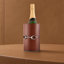 Premium Genuine Leather Bit Wine Bottle Chiller  - Stainless Lined
