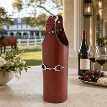 Premium Genuine Leather Bit Single Wine Bottle Carrier