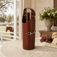Premium Genuine Leather Bit Single Wine Bottle Carrier