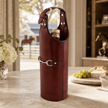 Premium Genuine Leather Bit Single Wine Bottle Carrier