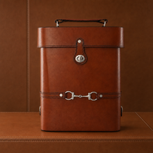 Premium Genuine Leather Double Wine Bottle Carrier / Tote with Bit Design