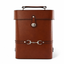 Premium Genuine Leather Double Wine Bottle Carrier / Tote with Bit Design