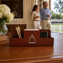 Premium Genuine Leather Stirrup Desk Organizer for Office