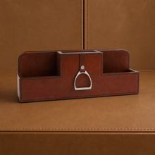 Premium Genuine Leather Stirrup Desk Organizer for Office