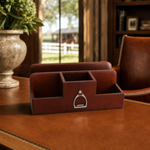 Premium Genuine Leather Stirrup Desk Organizer for Office