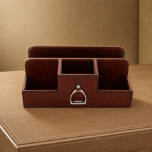 Premium Genuine Leather Stirrup Desk Organizer for Office