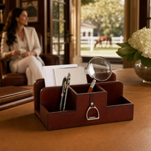 Premium Genuine Leather Stirrup Desk Organizer for Office