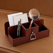 Premium Genuine Leather Stirrup Desk Organizer for Office
