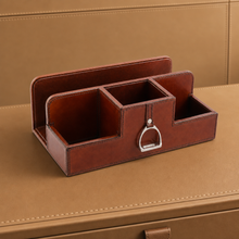 Premium Genuine Leather Stirrup Desk Organizer for Office