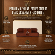 Premium Genuine Leather Stirrup Desk Organizer for Office