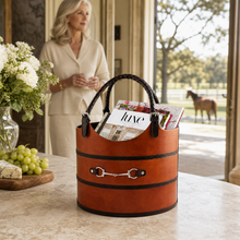 Premium Genuine Leather Equestrian Bit Magazine Basket – Stylish Home and Office Organizer