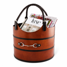 Premium Genuine Leather Equestrian Bit Magazine Basket – Stylish Home and Office Organizer