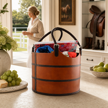 Premium Genuine Leather Equestrian Bit Magazine Basket – Stylish Home and Office Organizer