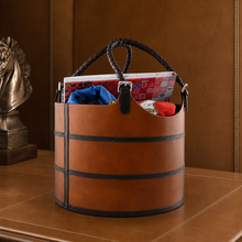 Premium Genuine Leather Equestrian Bit Magazine Basket – Stylish Home and Office Organizer