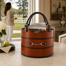 Premium Genuine Leather Equestrian Bit Magazine Basket – Stylish Home and Office Organizer