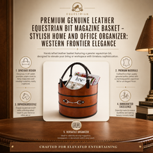 Premium Genuine Leather Equestrian Bit Magazine Basket – Stylish Home and Office Organizer