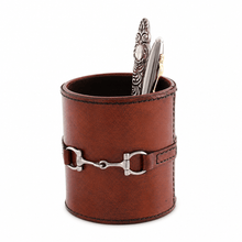 Premium Genuine Leather Stirrup Office Pen Holder