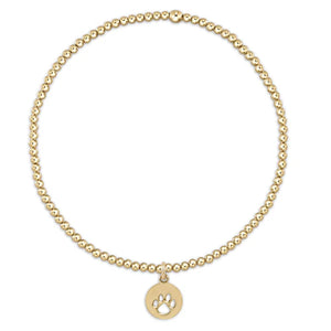 classic gold bead bracelet - paw print small gold disc