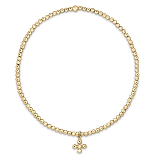 classic gold 3mm bead bracelet - classic beaded signature cross small gold charm