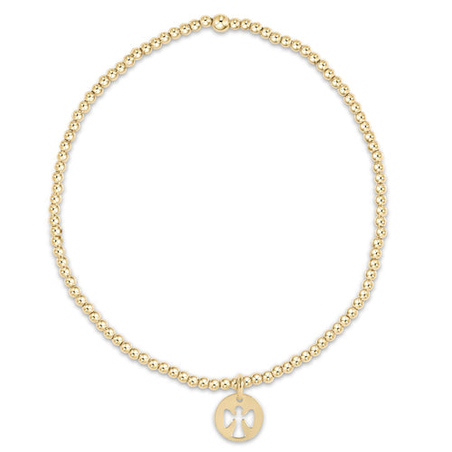 classic gold  bead bracelet - guardian angel small disc