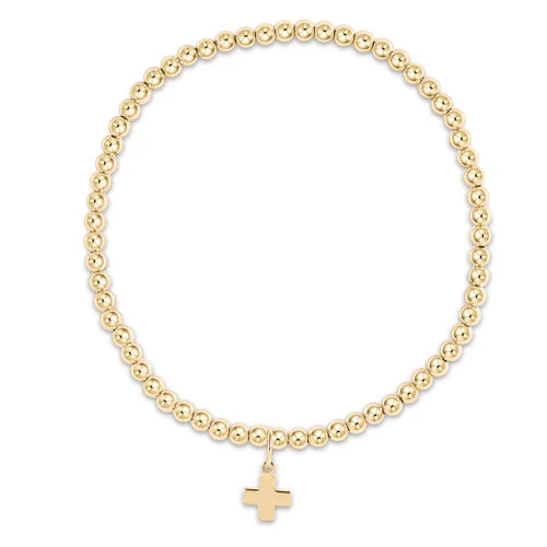 classic gold bead bracelet - signature cross gold charm