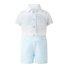 Jersey Smocked Top Short Set Blue