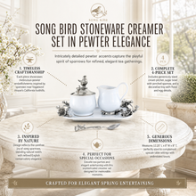 Stoneware Creamer Set - Pewter Song Bird