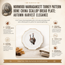 Norwood Narragansett Turkey Pattern Bone China Scallop Bread Plate