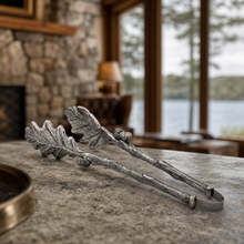 Pewter Oak Leaf Pattern Ice / Bread Tongs