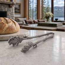 Pewter Oak Leaf Pattern Ice / Bread Tongs