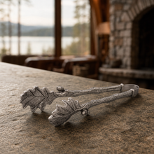 Pewter Oak Leaf Pattern Ice / Bread Tongs