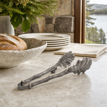 Pewter Oak Leaf Pattern Ice / Bread Tongs